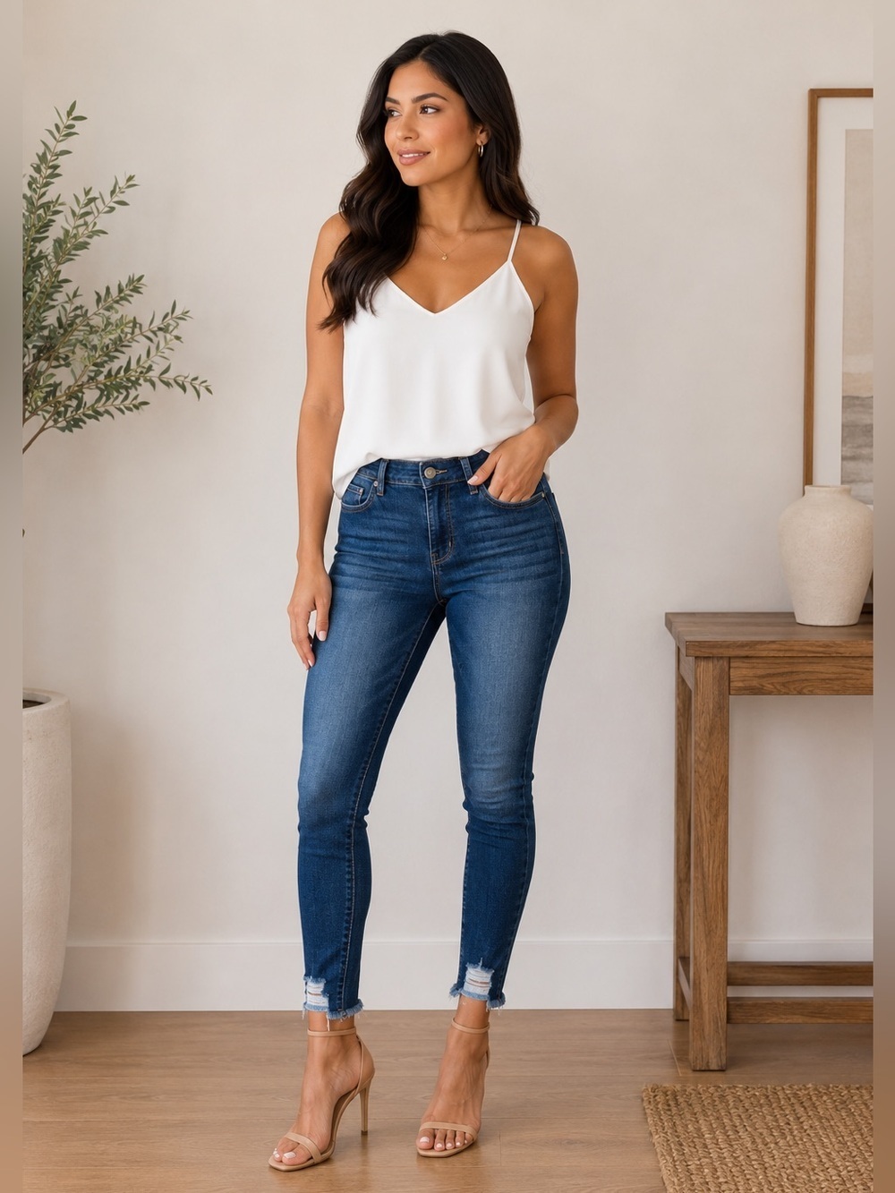 NWT Sophia Vergara Rosa Curvy High Rise Skinny Jeans Dark Blue Wash Size 2